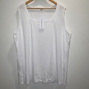 Xieerduo Womens White Square Neck Tank Top Sleeveless Knit Shell Plus Size 3XL